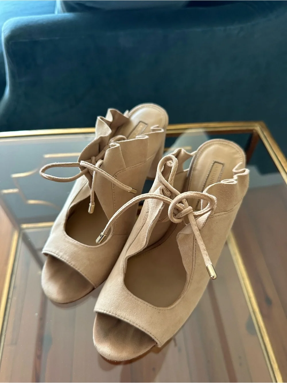 Antonio Milani Women’s Suede Lace-Up Heels in Beige